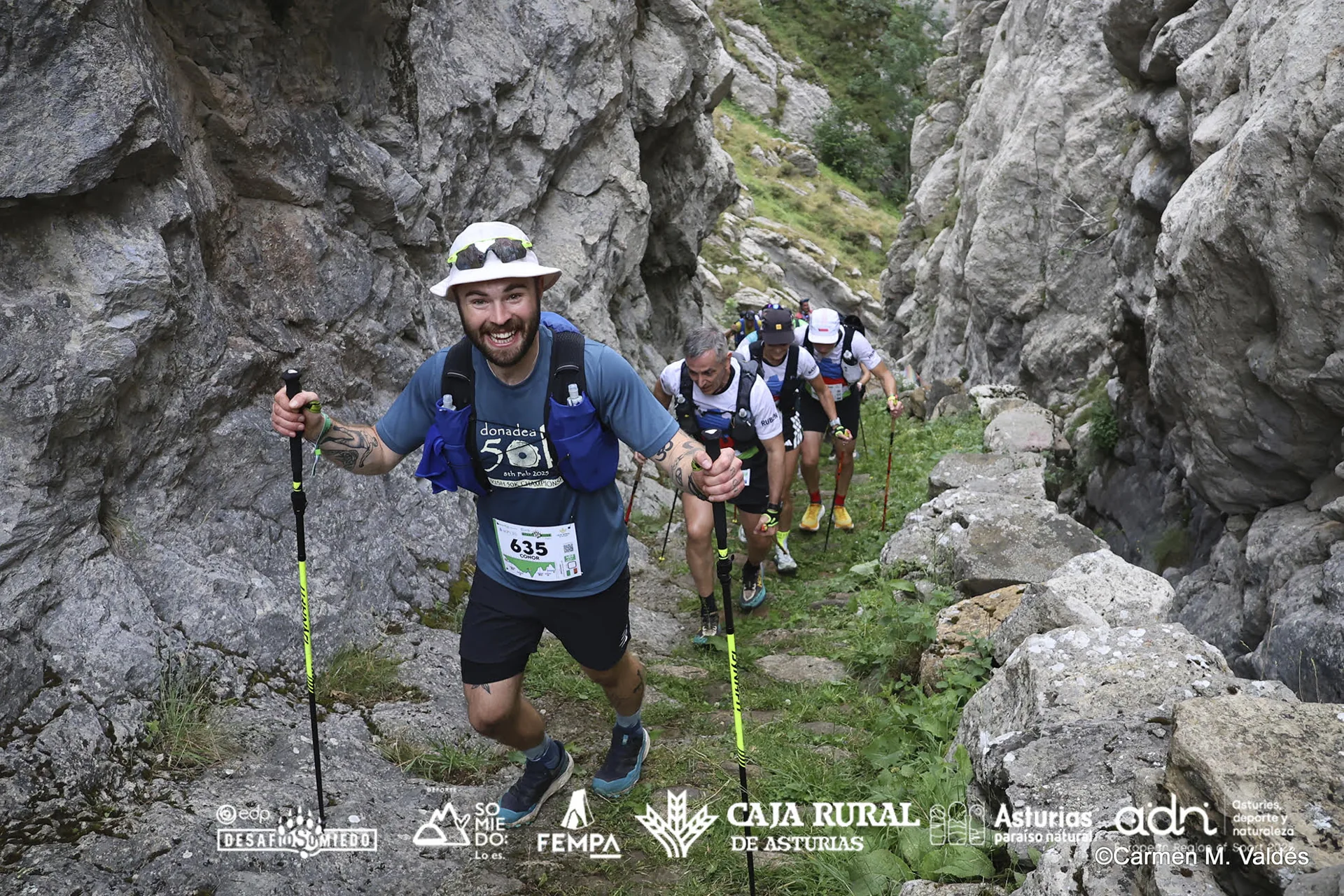 Trail runners in Asturias mountains